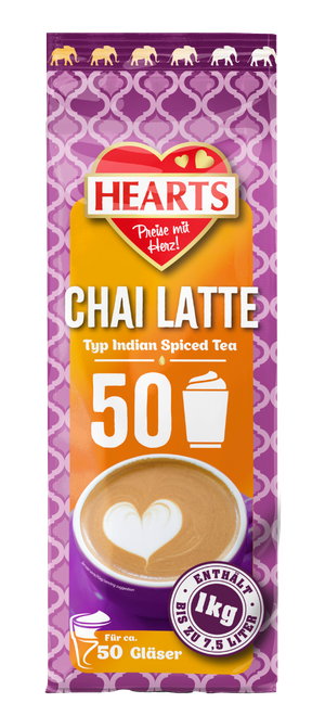 HEARTS Chai Latte 1k g Beutel, 50 Tassen